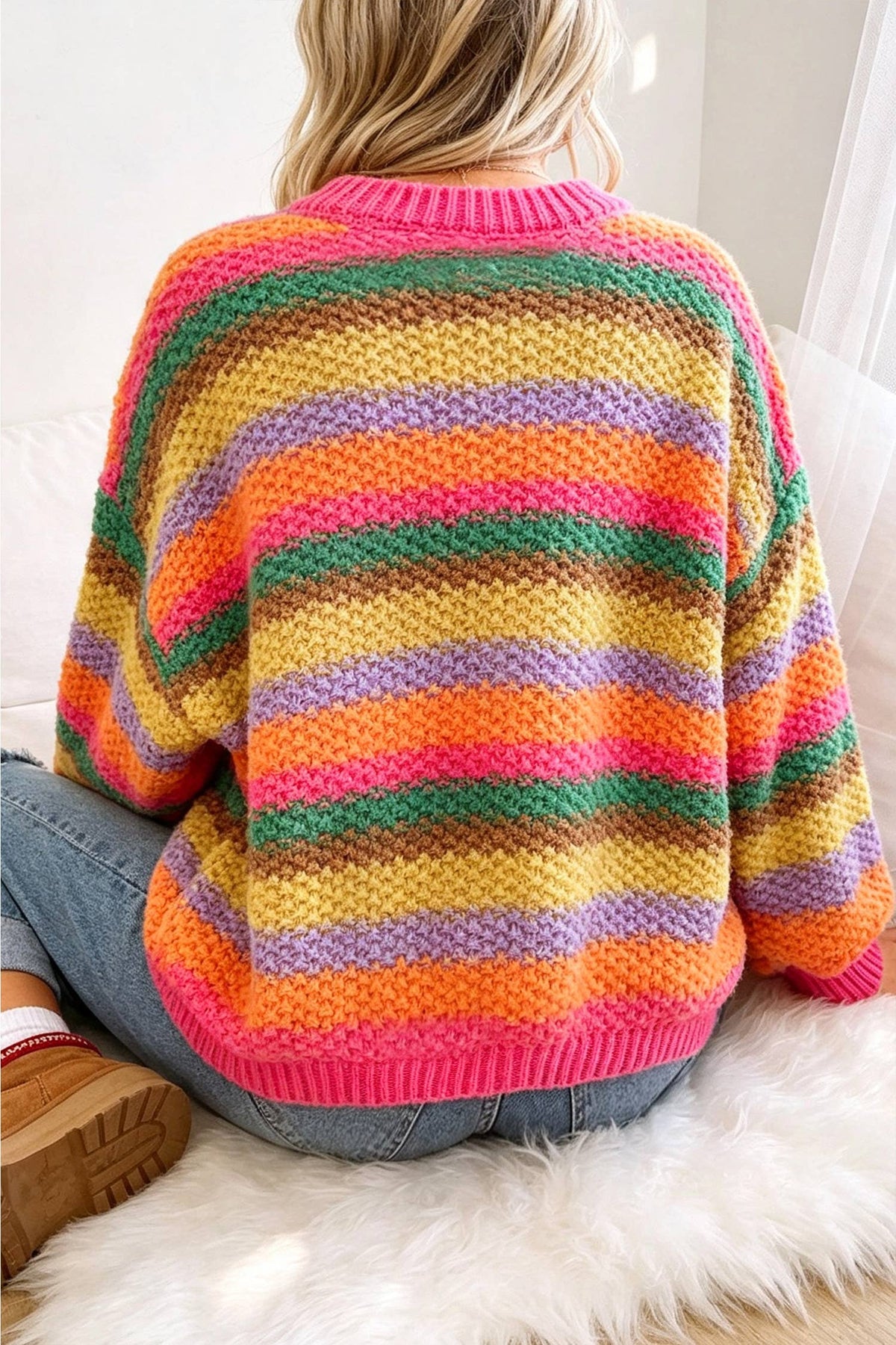 Striped Knit Skittles Sweater🩷