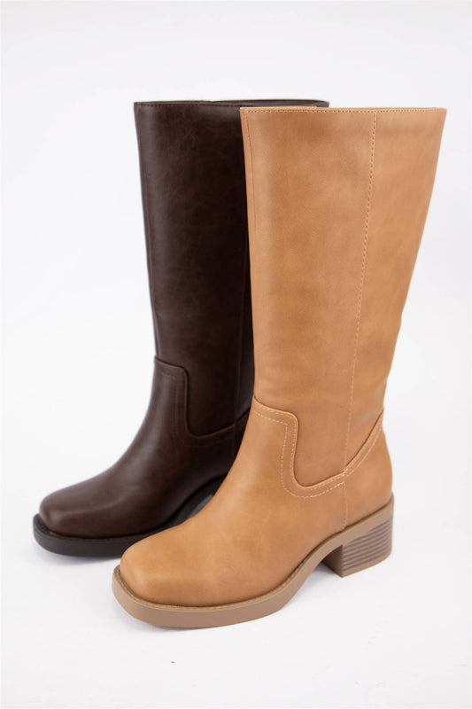 Camel Boots Low Block Heel🤎
