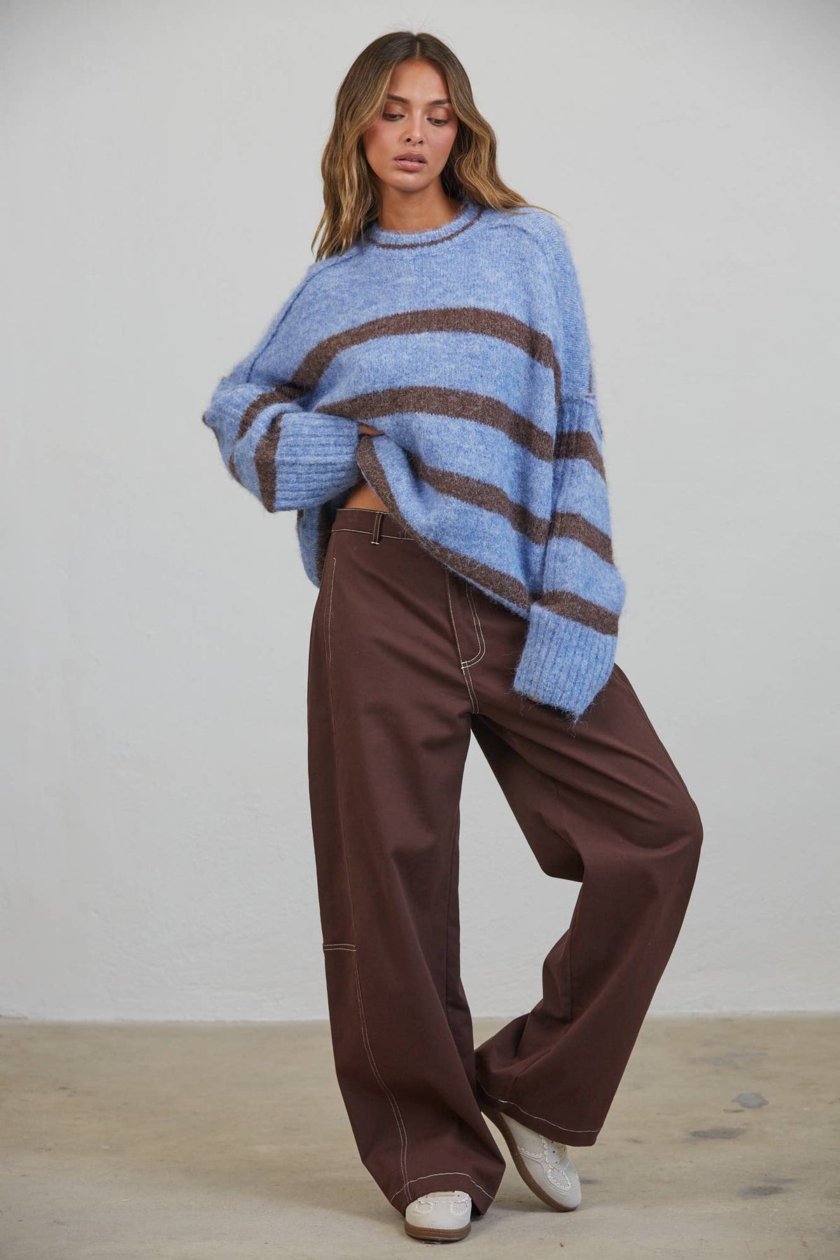 Boyfriend Stripe Sweater🩵