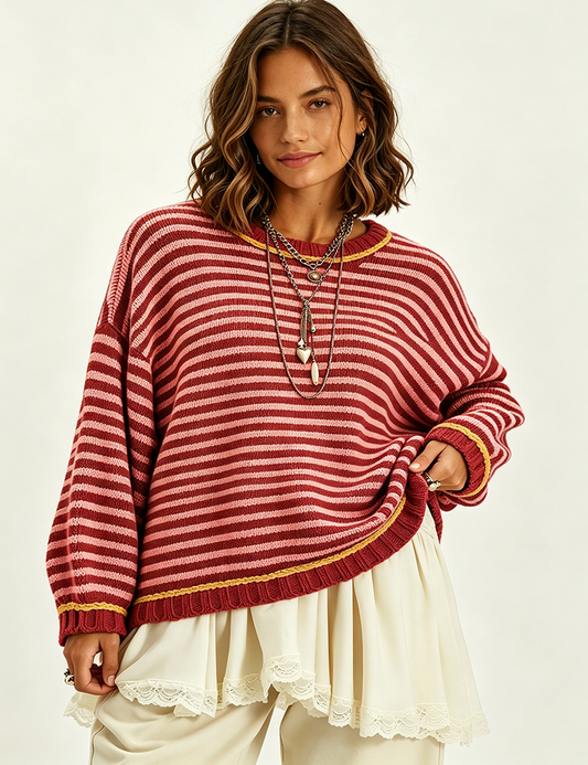 Striped Color Block Knit Sweater❤️