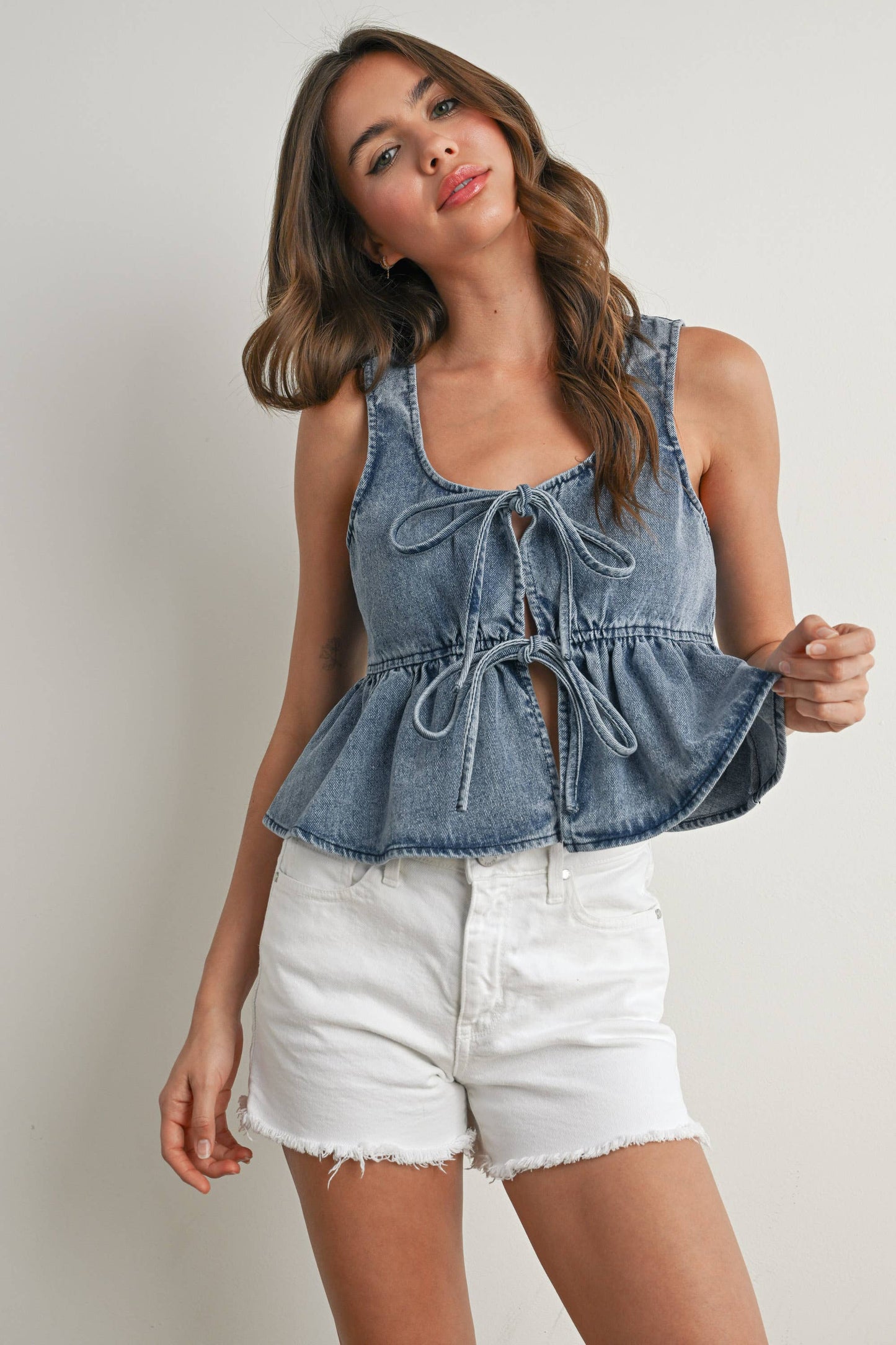 The Denim Ruffle Top 💙