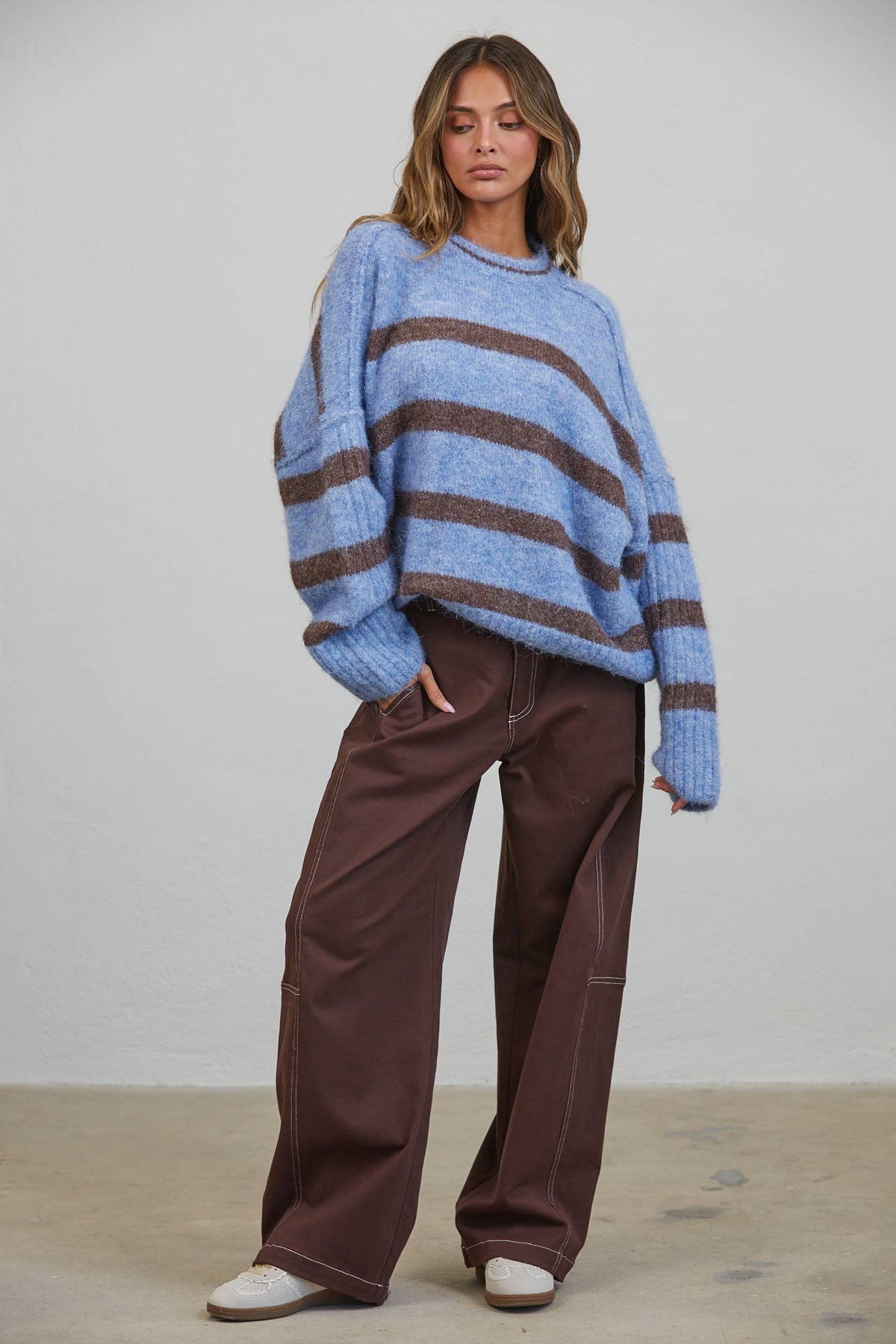 Boyfriend Stripe Sweater🩵