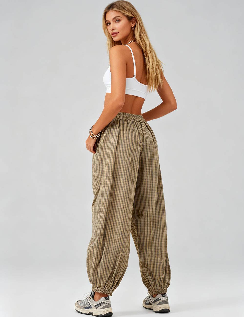 Checked Drawstring Pants🤎