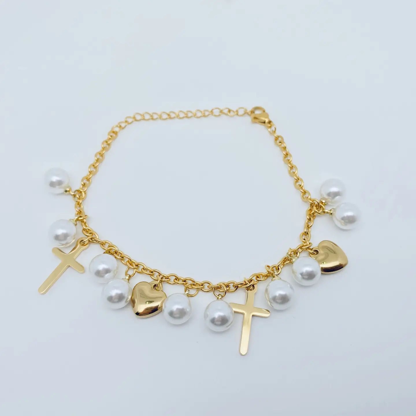 🤍 Holy Pearl Cross Bracelet