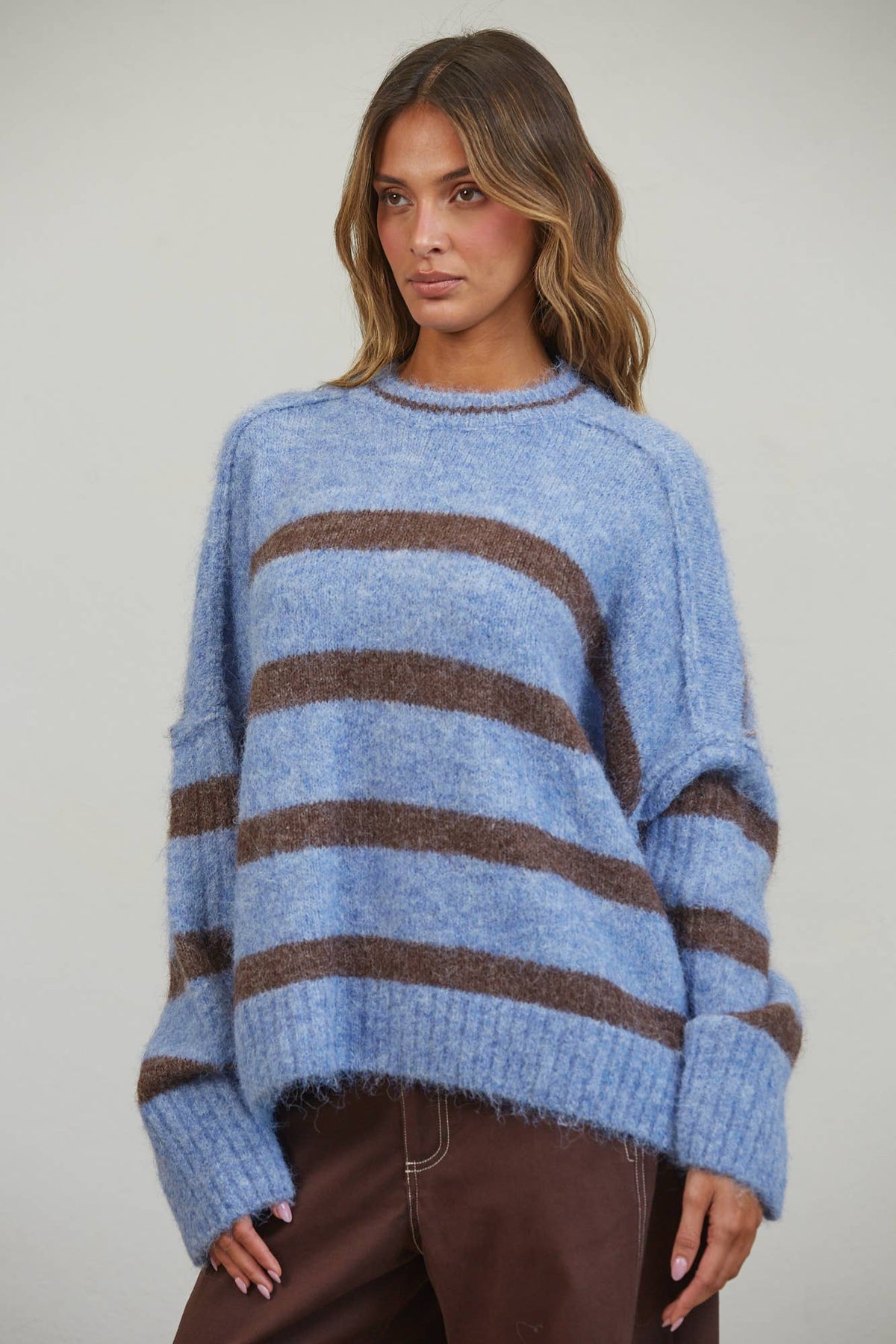 Boyfriend Stripe Sweater🩵
