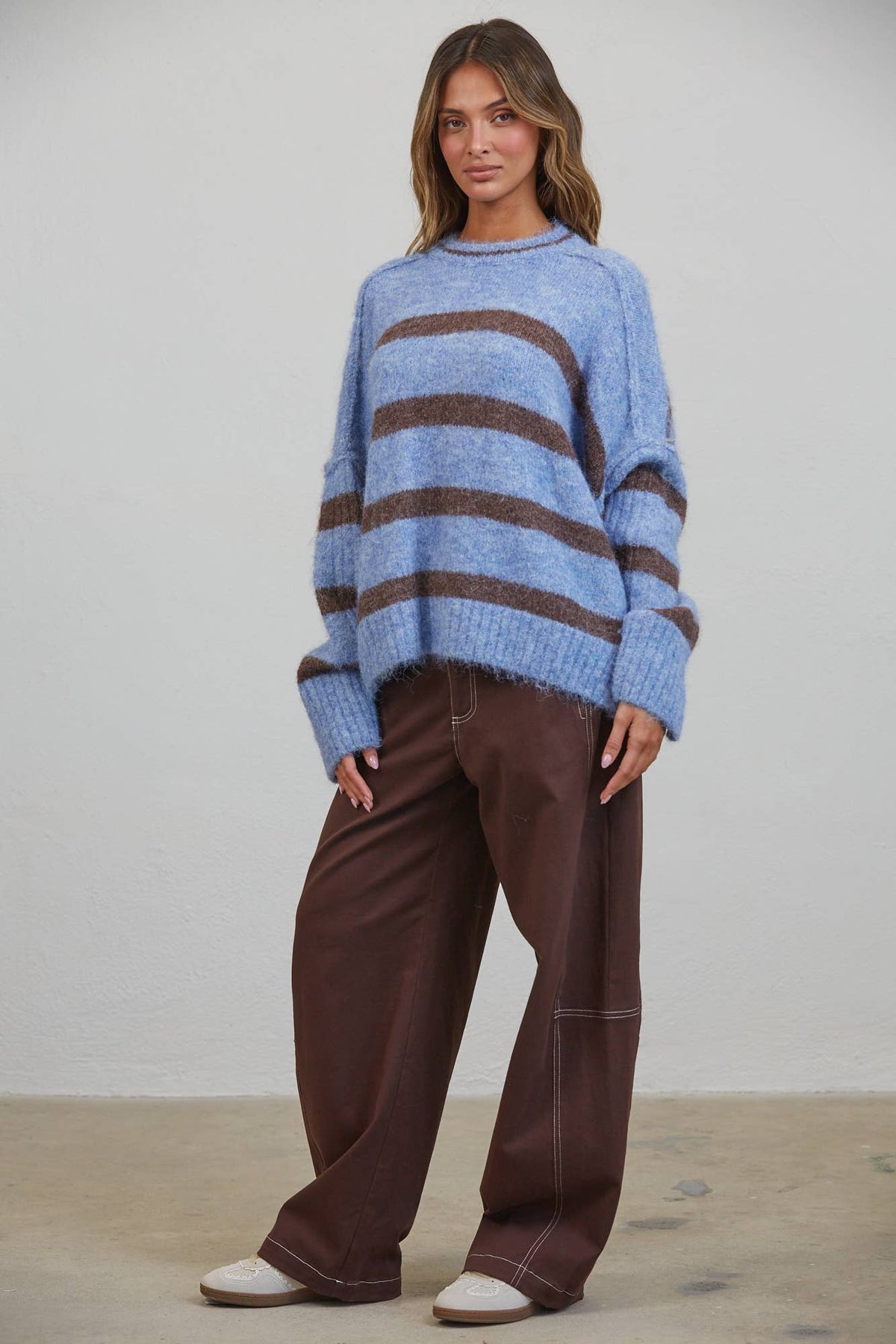 Boyfriend Stripe Sweater🩵