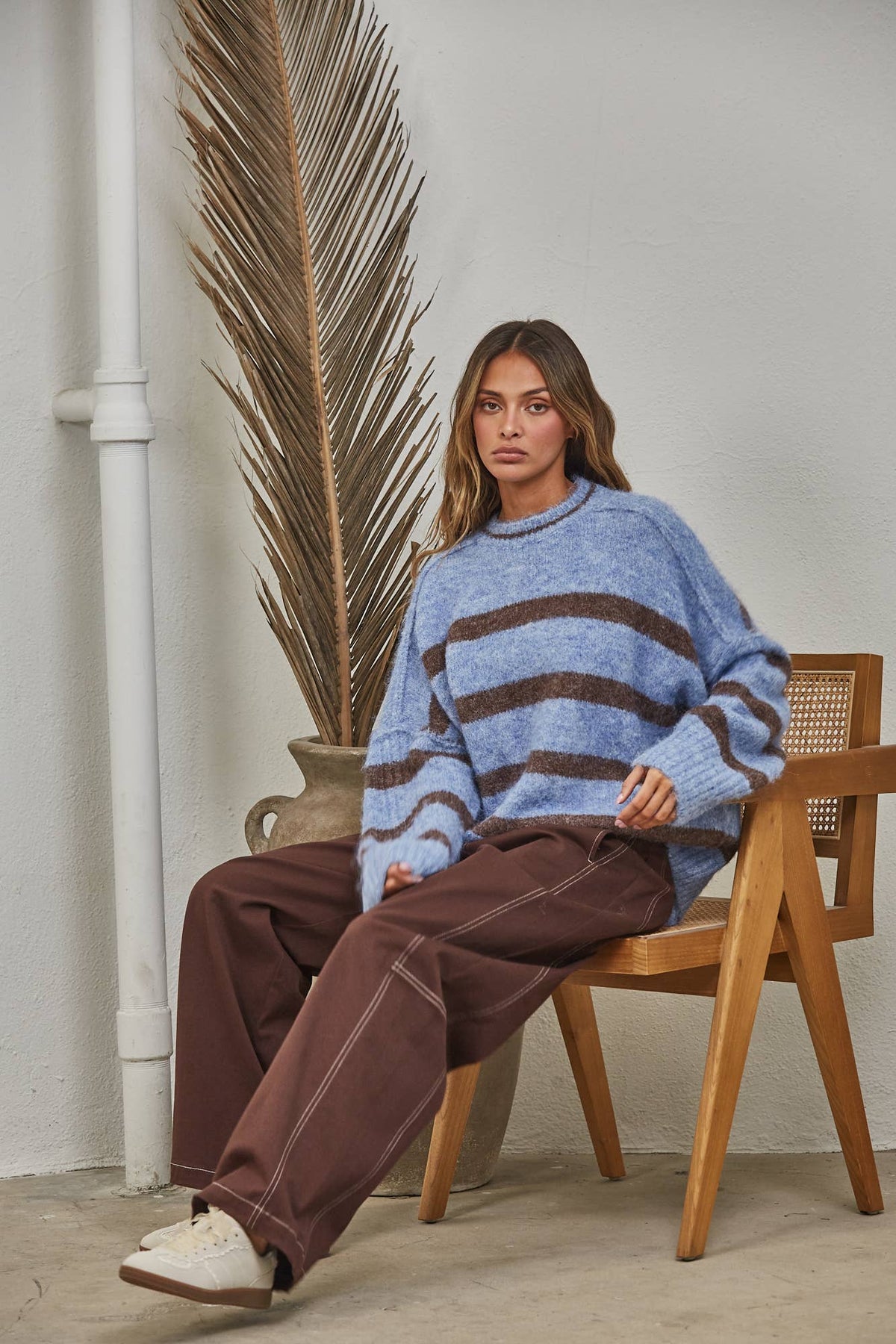 Boyfriend Stripe Sweater🩵