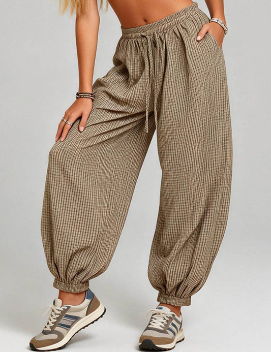 Checked Drawstring Pants🤎