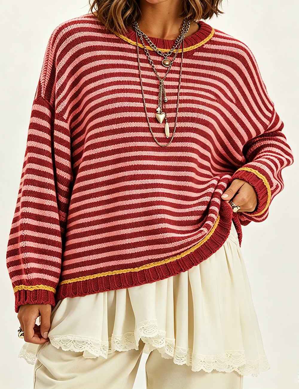 Striped Color Block Knit Sweater❤️