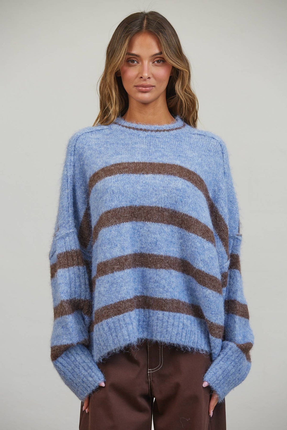 Boyfriend Stripe Sweater🩵