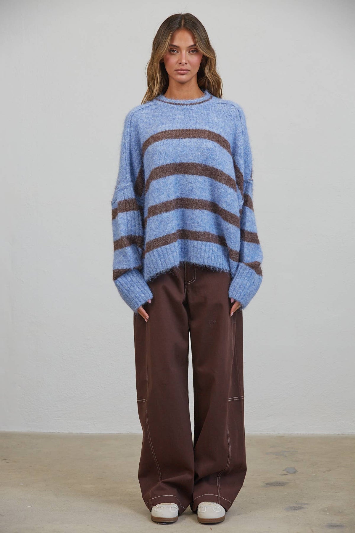Boyfriend Stripe Sweater🩵