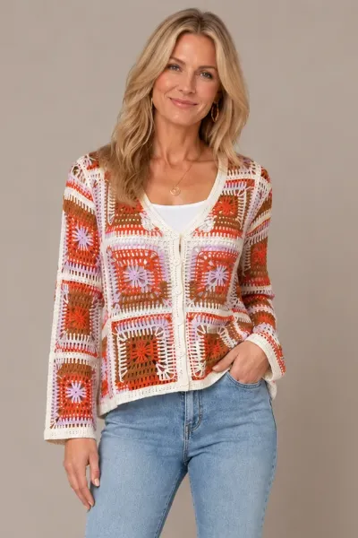 🧡 Crochet Button Front Cardigan