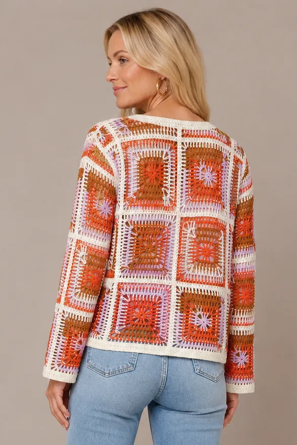 🧡 Crochet Button Front Cardigan